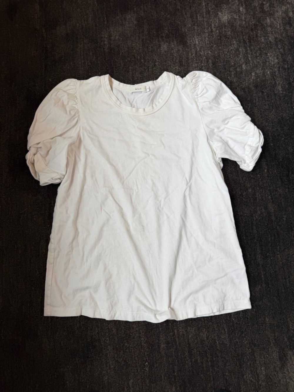 A.L.C. White Puff-Sleeve Crewneck Tee